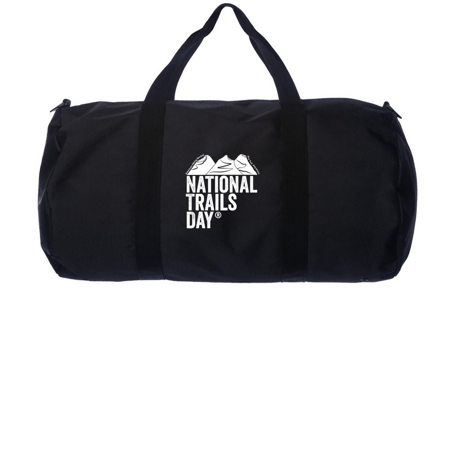 National Trails Day, a Black Day Tripper Duffel Bag