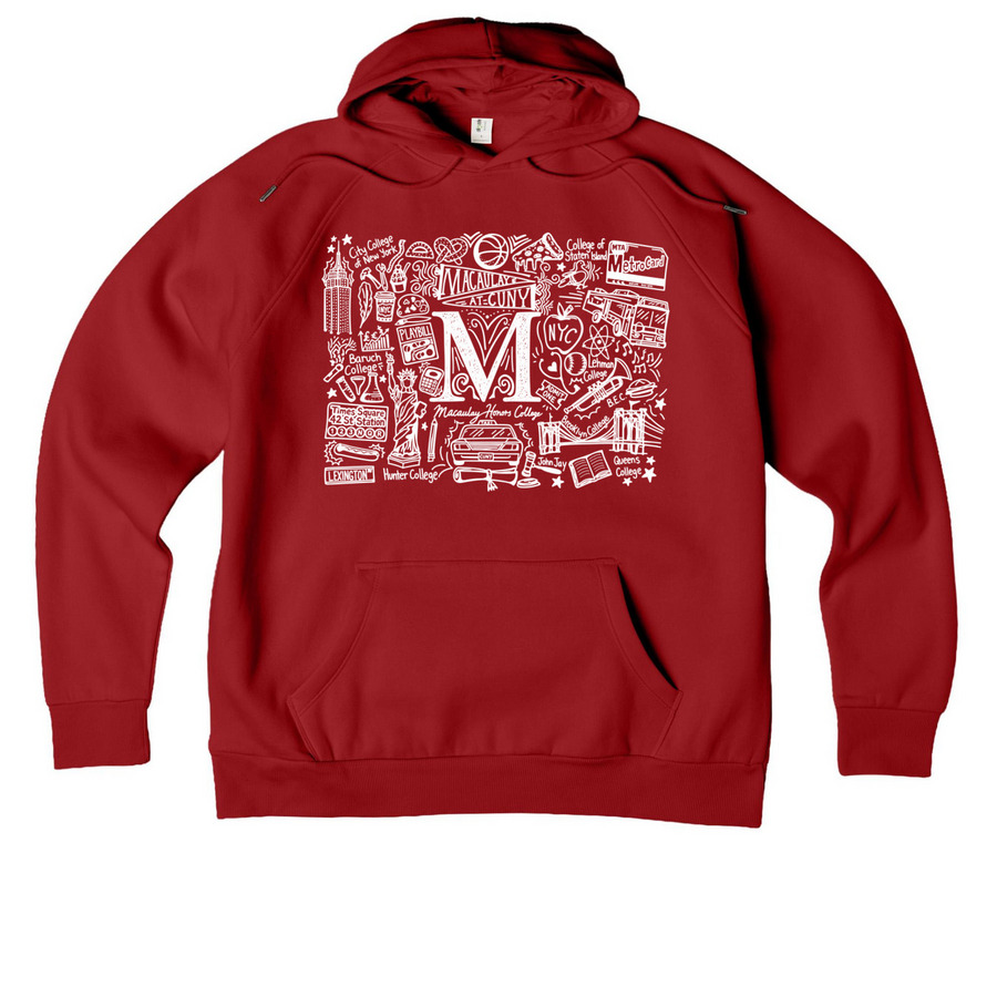 Macaulay Honors Doodle Design, a Revolution Red Allmade Organic CVC Pullover Hoodie