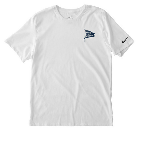 Washed Club Athletics Flag, a White Nike Dri-FIT Jersey Blend Performance Tee