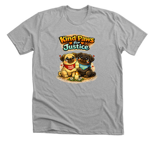 Kind Paws for Justice Pugs, a Athletic Heather Premium Unisex Tee