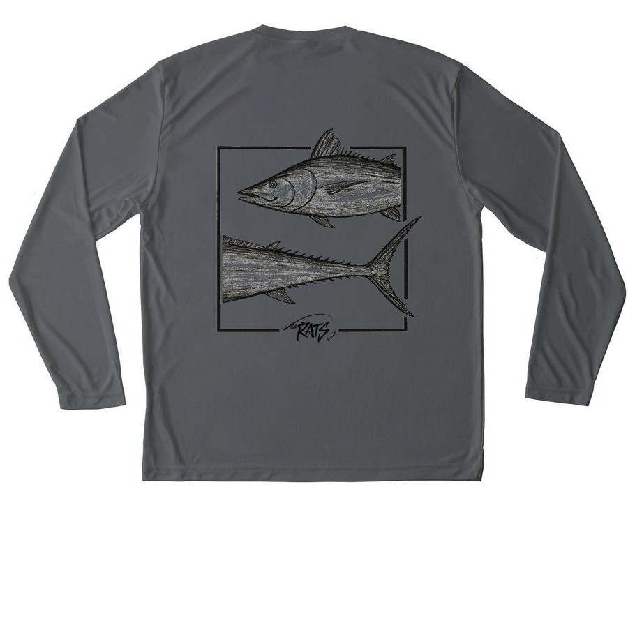 Tuna Long Sleeve&nbsp;, a Iron Grey Unisex Performance Long Sleeve Tee (back-view)