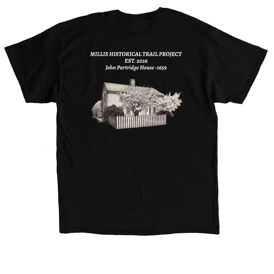 John Partridge House 1659, a Black Classic Unisex Tee (back-view)