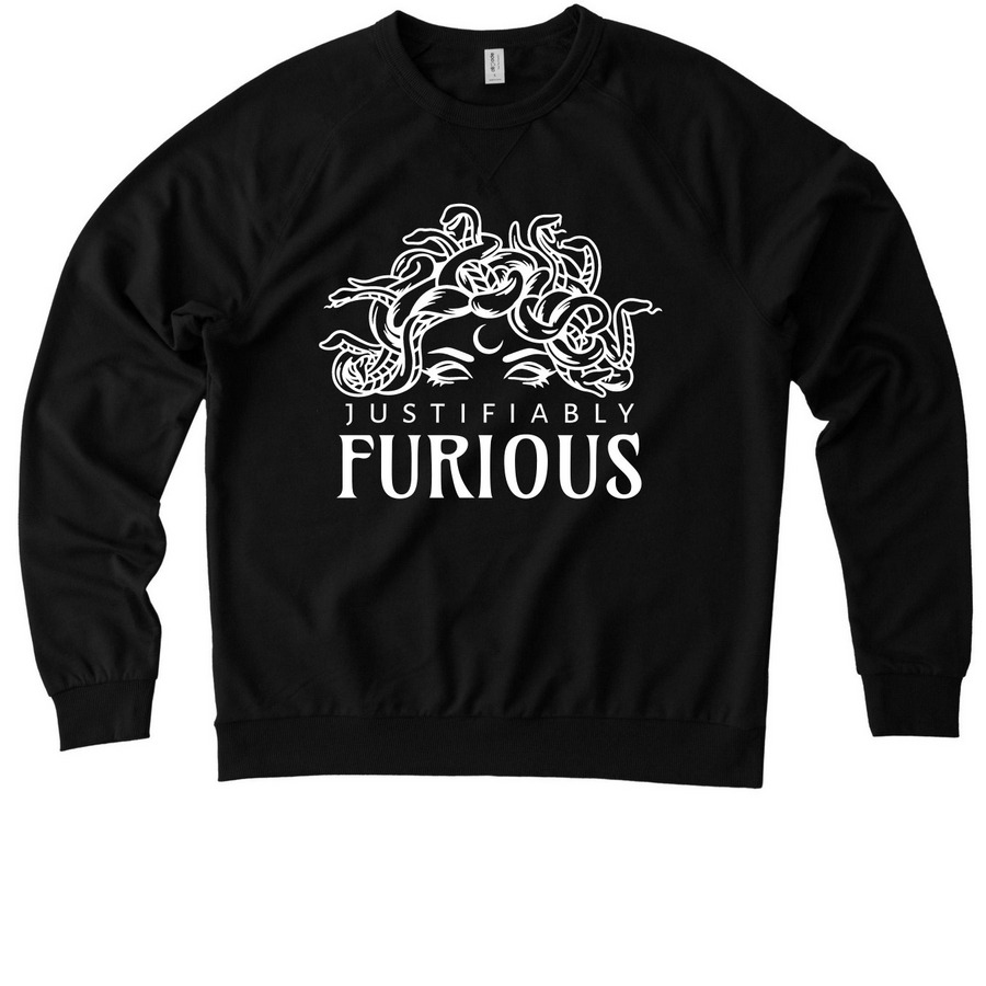 Justifiably FURIOUS, a Deep Black Allmade Organic French Terry Crewneck Sweatshirt