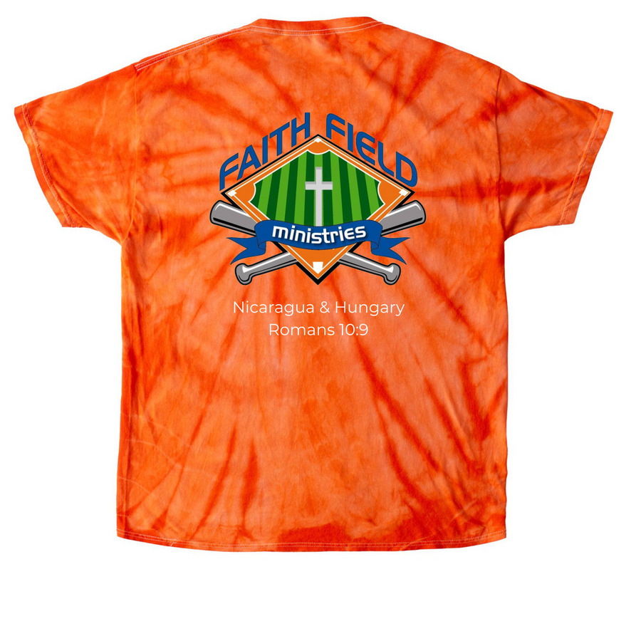 FFBM MISSION TRIPS SHIRTS 2026, a Orange Classic Tie Dye Tee (back-view)