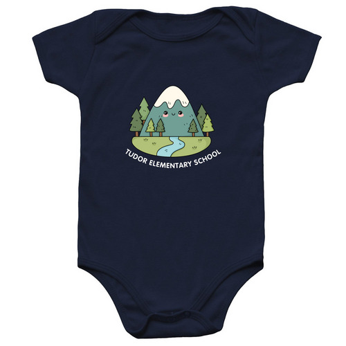 Tudor Happy Mountain Onesie, a Navy Infant Onesie