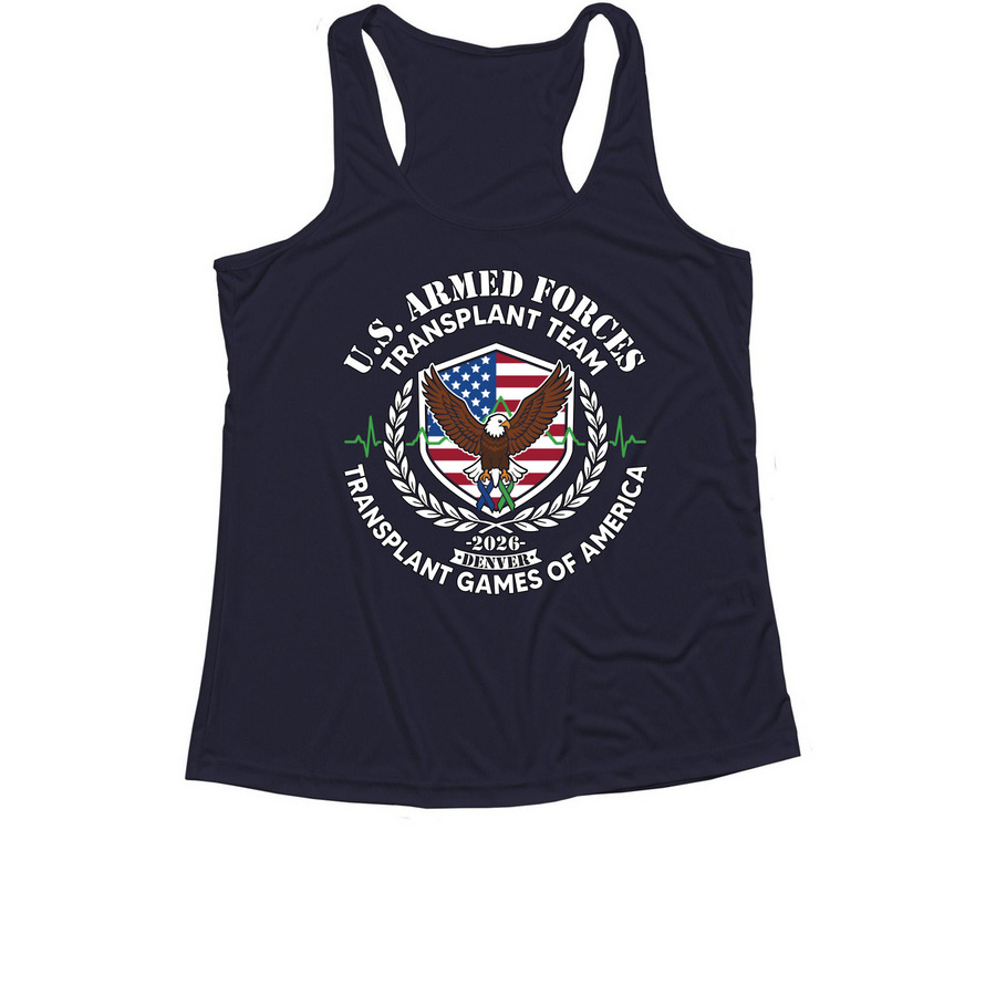 USAF Transplant Team General Logo Activewear, a True Navy Women's Performance Tank
