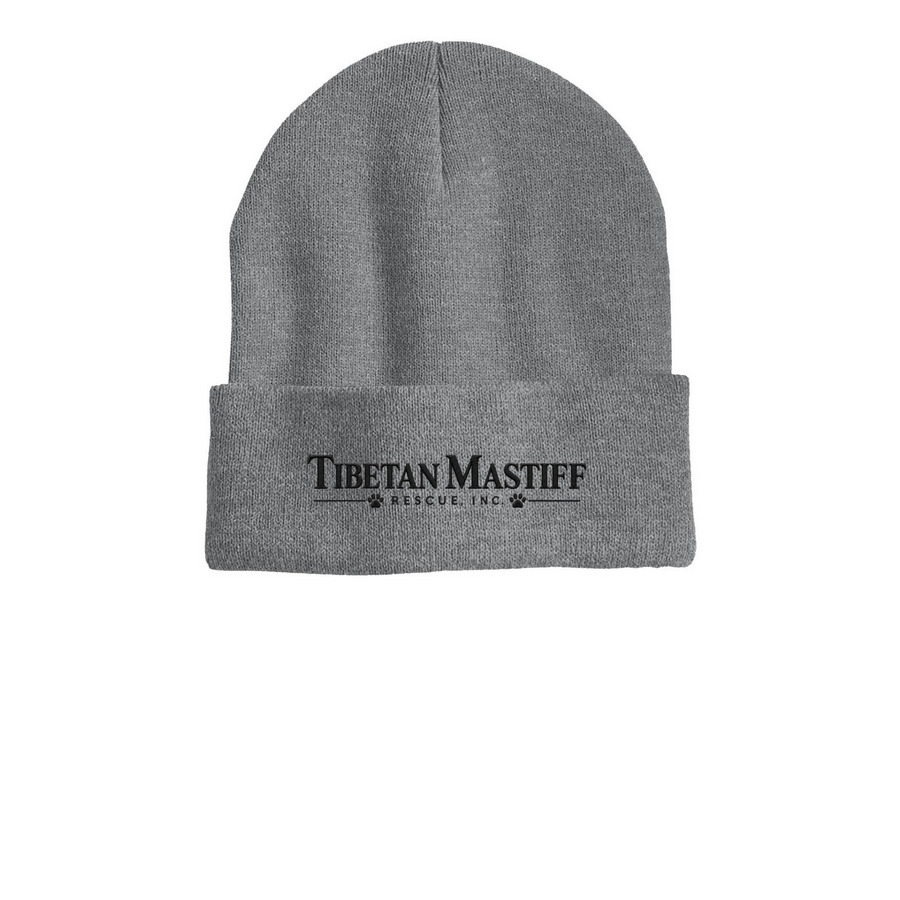 Tibetan Mastiff Rescue Beanie, a Dark Heather Grey Printed Cuffed Beanie