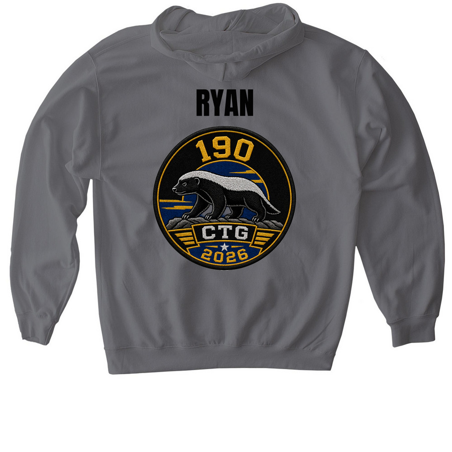 RYAN, a Charcoal Gildan Softstyle Pullover Hoodie (back-view)