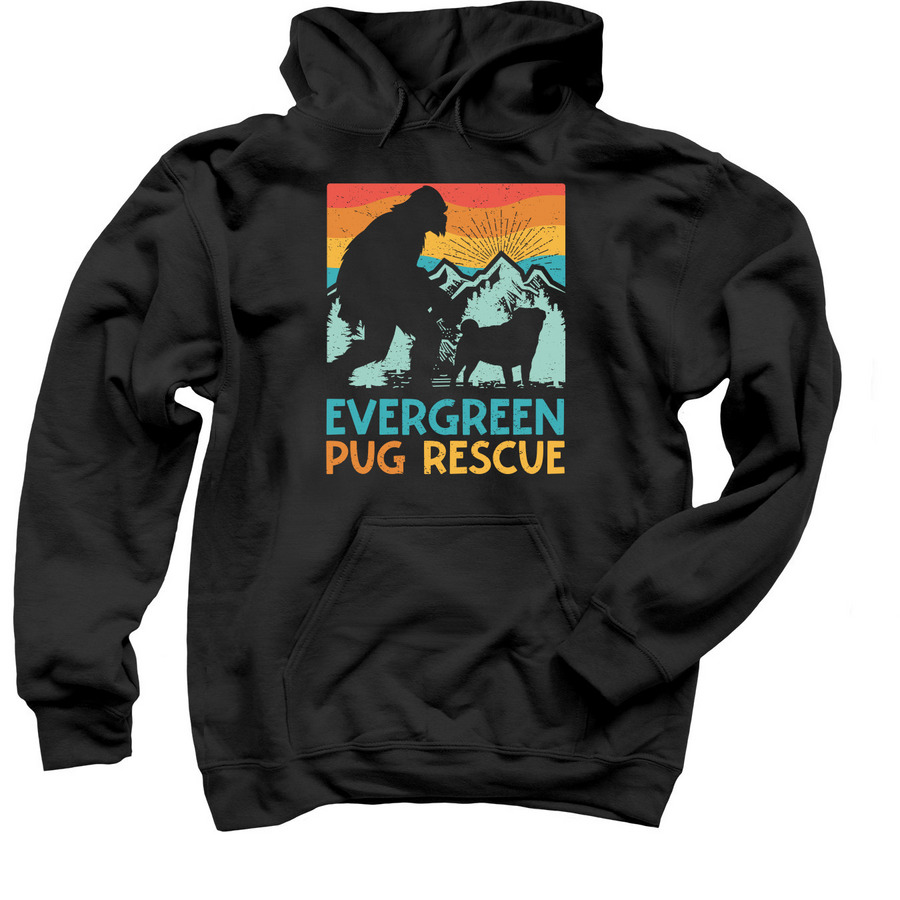 Mountain Pugs, a Black Pullover Hoodie
