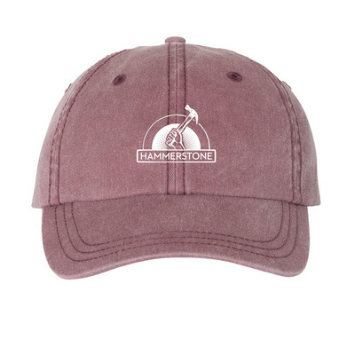 White Logo - Hats, a Maroon Printed Pigment Dye Baseball Cap