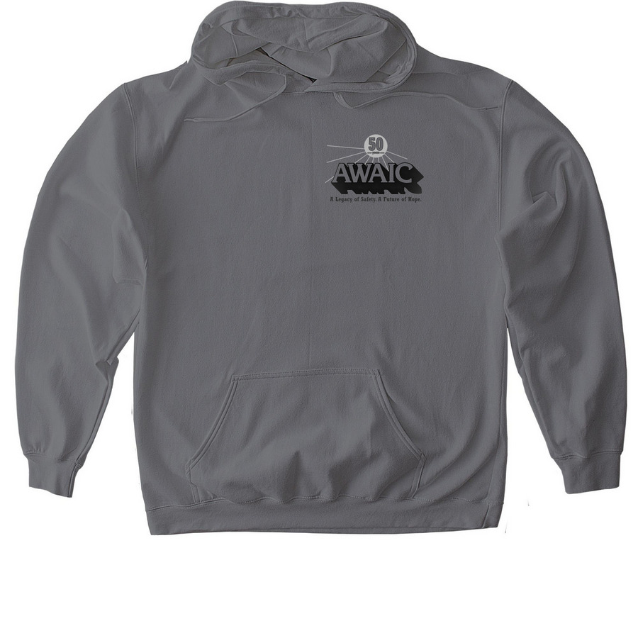 AWAIC 50th Anniversary Limited Edition Items, a Charcoal Gildan Softstyle Pullover Hoodie