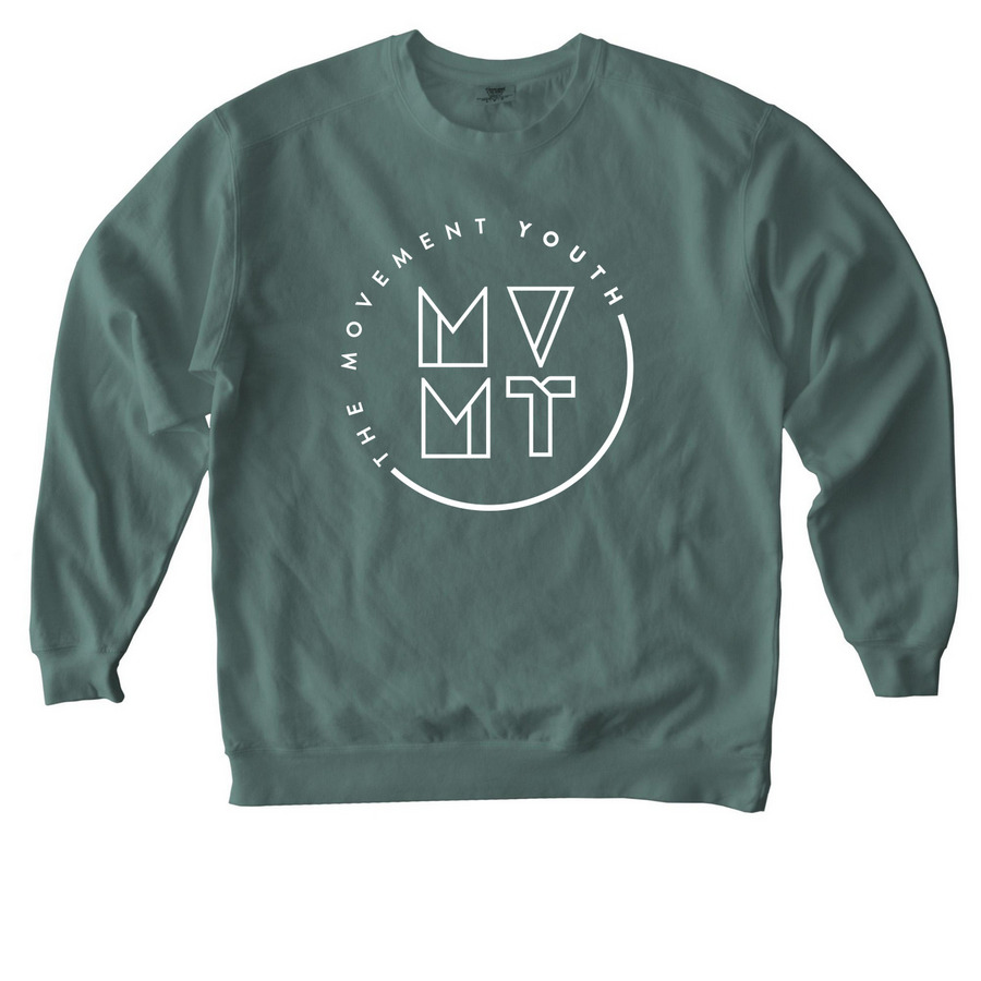 MVMT Logo, a Blue Spruce Comfort Colors Crewneck Sweatshirt