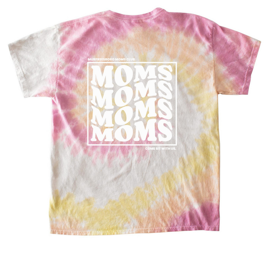 MOMS Club Shirt, a Desert Rose Classic Tie Dye Tee (back-view)