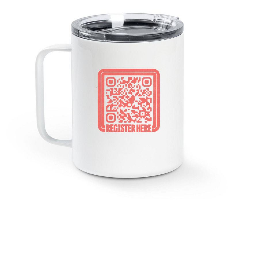 This Travel Mug Registers Voters, a White Stainless Steel Travel Mug (back-view)