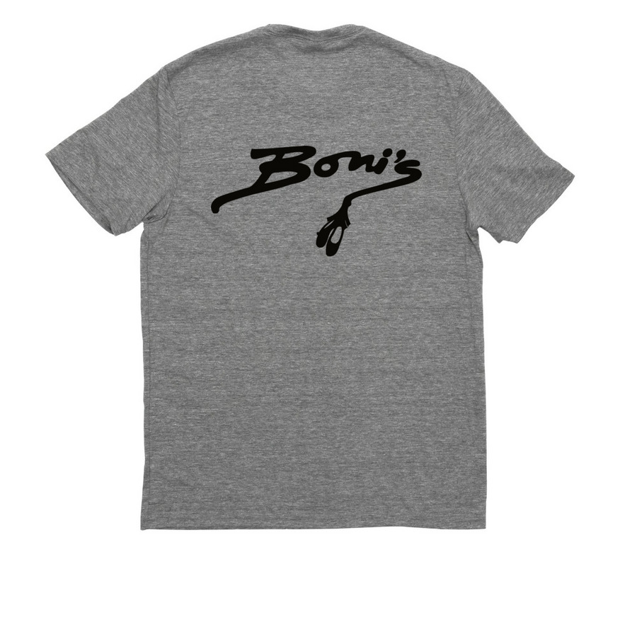 Boni's Dance Brother "Bored" Apparel, a Aluminum Grey Allmade Eco Triblend Unisex Tee (back-view)