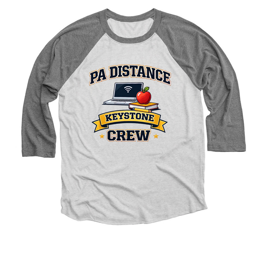 Keystone Testing 2026, a Premium Heather and Heather White 3/4 Sleeve Baseball Tee