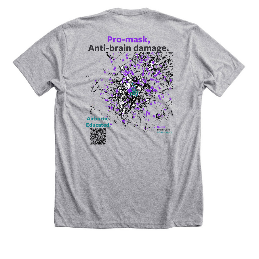 Pandemic Isn't Over, a Athletic Heather Premium Unisex Tee (back-view)