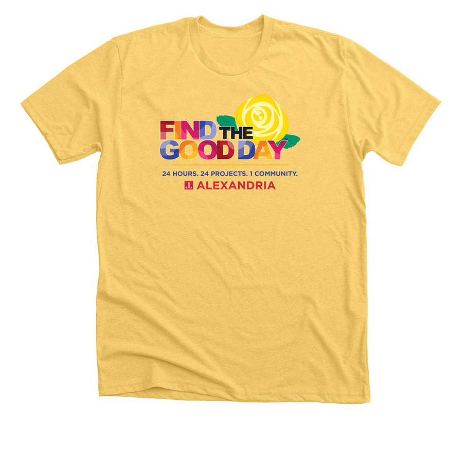 2026 Find the Good Shirt Front and Back&nbsp;, a Heather Yellow Gold Premium Unisex Tee