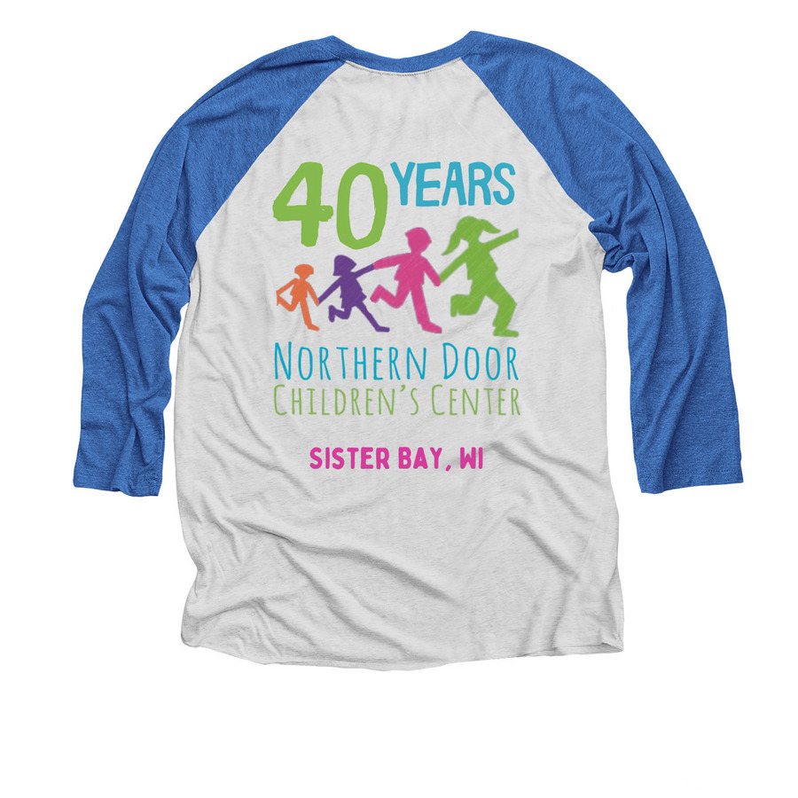 NDCC 40th Anniversary!&nbsp;, a Vintage Royal and Heather White 3/4 Sleeve Baseball Tee (back-view)