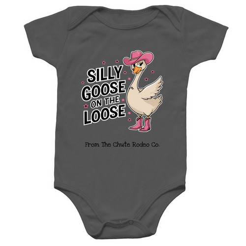Silly Goose, a Charcoal Infant Onesie