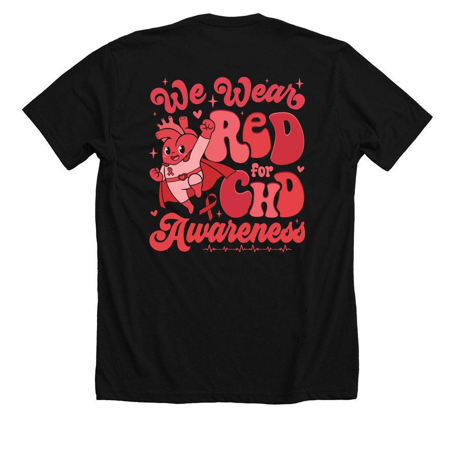CHD Awareness, a Solid Black Blend Premium Unisex Tee (back-view)