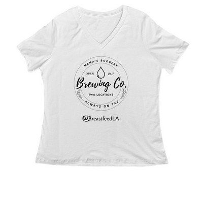 BreastfeedLA Brewing Co. Apparel, a White Women's Relaxed V-Neck Tee