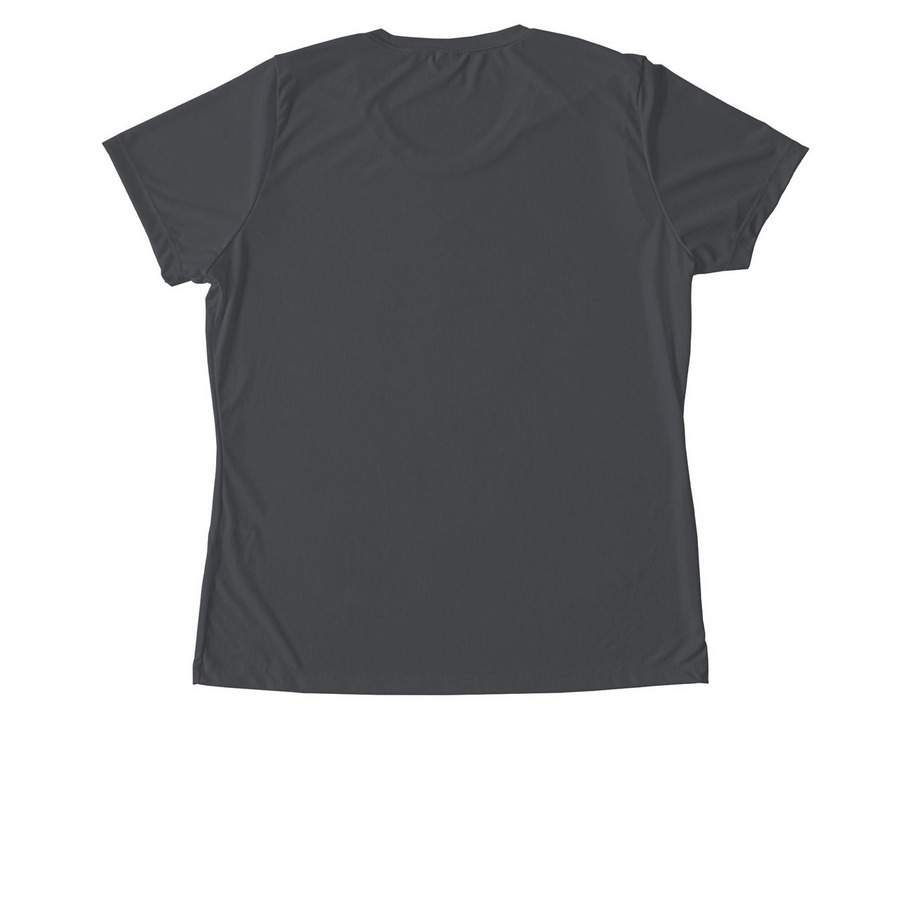 HSTC Volunteers- Here for the Animals-Women's, a Iron Grey Women's Performance Tee (back-view)