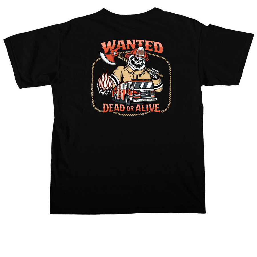 85th Fire Academy, a Black Comfort Colors Unisex Tee (back-view)
