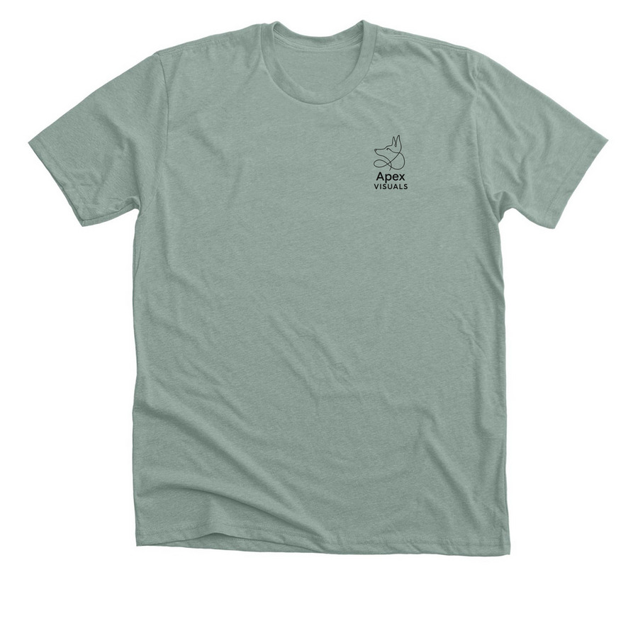 Apex Visuals Merch, a Heather Sage Premium Unisex Tee