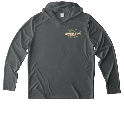 Swag Sale: Celebrate Spawner Season, a Dark Smoke Grey UV Performance Long Sleeve Hoodie