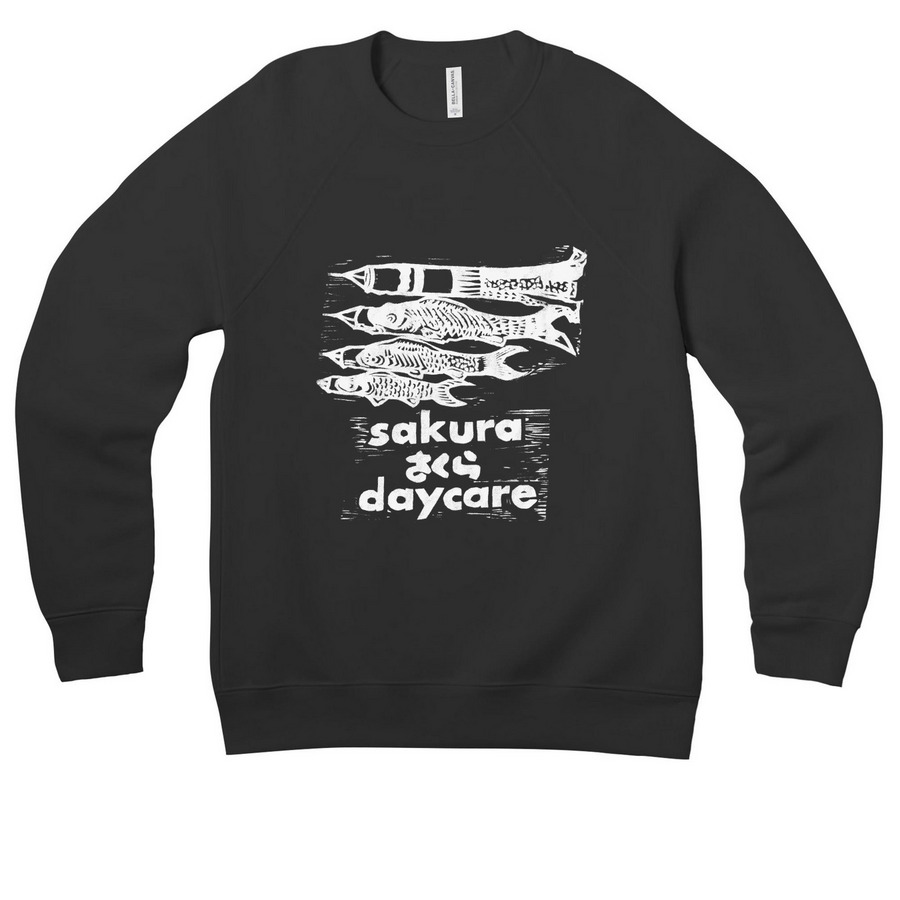 Sakura Daycare Koinobori Sweatshirt 1, a Black Premium Raglan Crewneck Sweatshirt