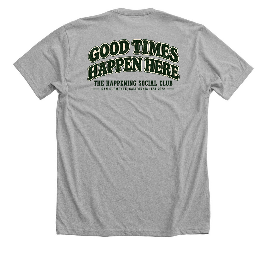 MEET ME AT THE HAPPENING!, a Athletic Heather Premium Unisex Tee (back-view)