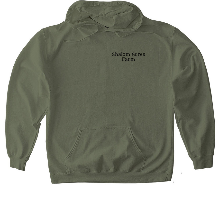 Shalom Acres Farmwear, a Military Green Gildan Softstyle Pullover Hoodie