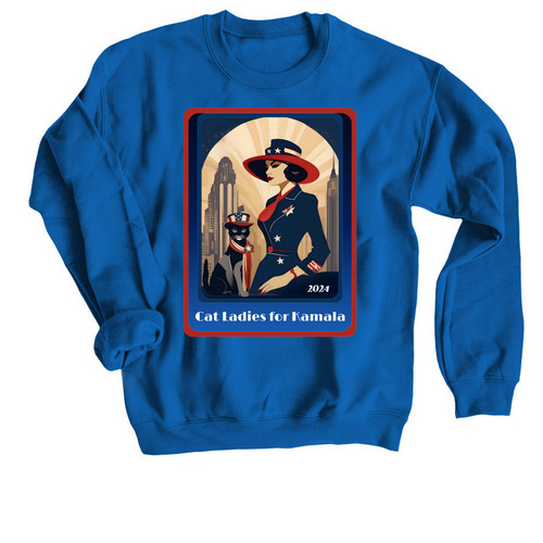 Cat Ladies Unite 2024&nbsp;, a Royal Blue Crewneck Sweatshirt