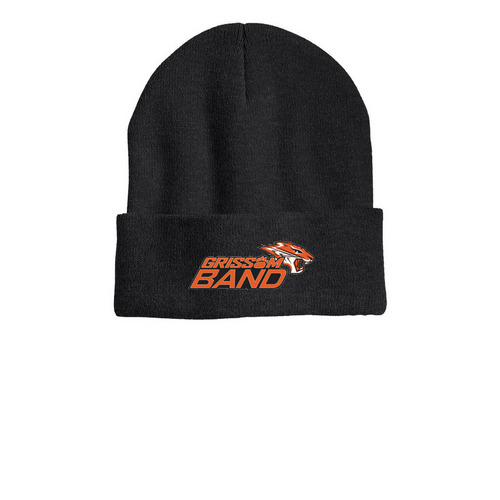 Grissom Beanie, a Heather Charcoal Printed Cuffed Beanie