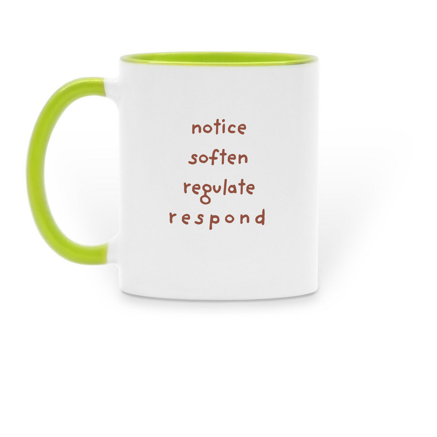 Unclench Your Jaw Mug, a Green Two-Tone Ceramic Mug (back-view)