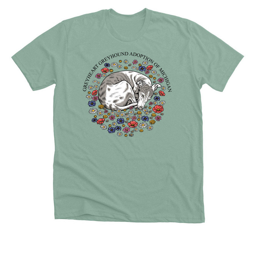 Greyheart Greyhound Adoption of Michigan, a Heather Dusty Blue Premium Unisex Tee