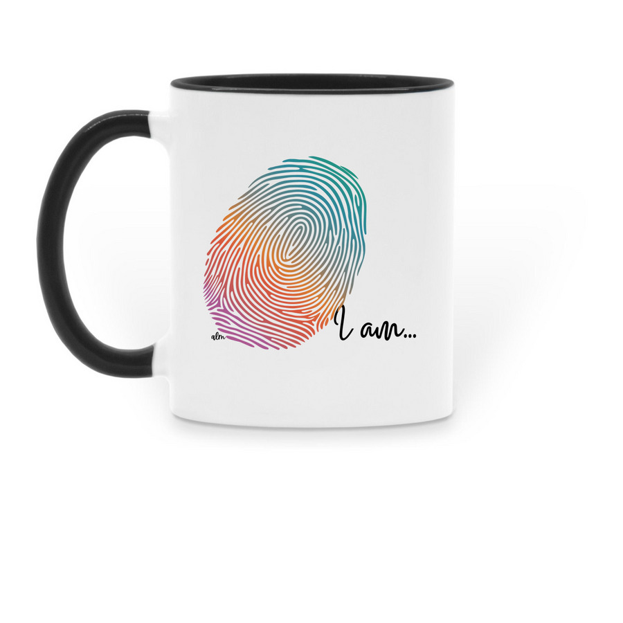 Aligned Sips, a Black Two-Tone Ceramic Mug (back-view)