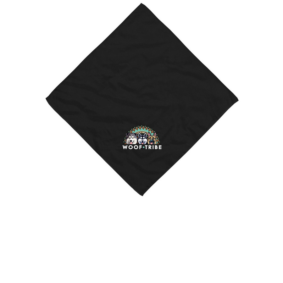 Woof Tribe Logo Bandana, a Black Cotton Bandana