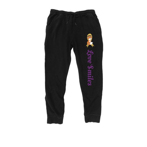 Love Smiles Joggers, a Black Midweight Fleece Joggers