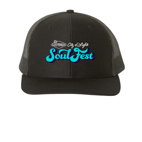 Soul Fest Hat Blue, a Black Printed Snapback Trucker Cap