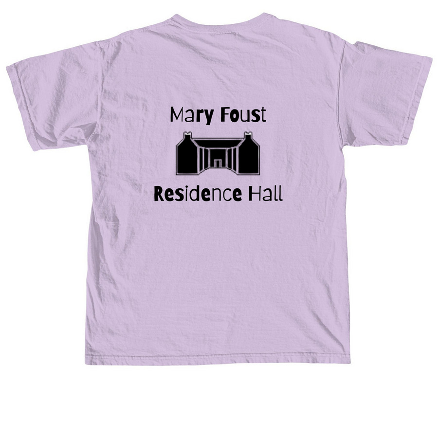 Mary Foust Weird Dorm, a Orchid Comfort Colors Unisex Tee (back-view)