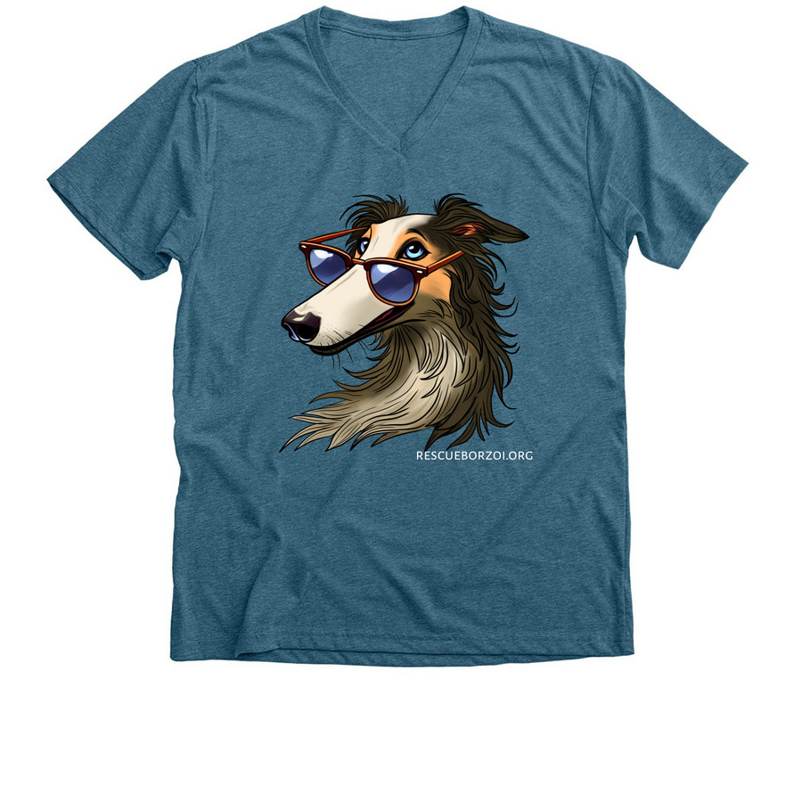 Borzoi Life with Sassy Sherri, a Heather Deep Teal Premium V-Neck Tee