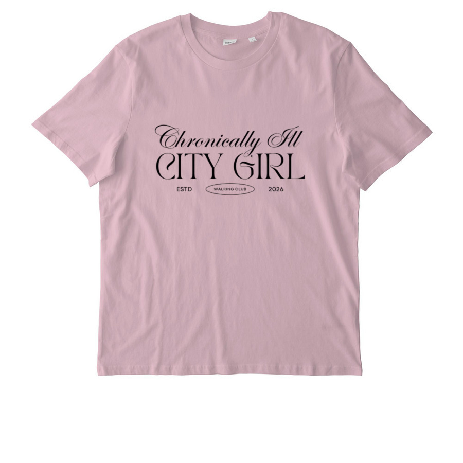 Chronically Ill City Girl Walking Club, a Cotton Pink Stanley/Stella Unisex Creator 2.0 Tee