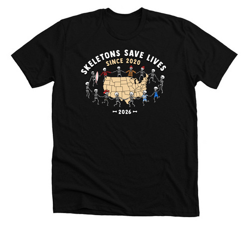 Skeletons Save Lives Since 2020, a Solid Black Blend Premium Unisex Tee