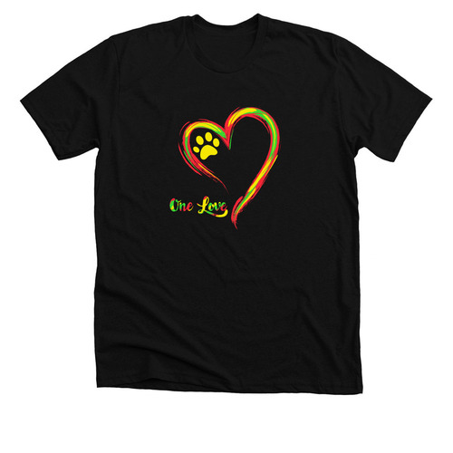 One Love Dog Rescue Heart&nbsp;, a Solid Black Blend Premium Unisex Tee