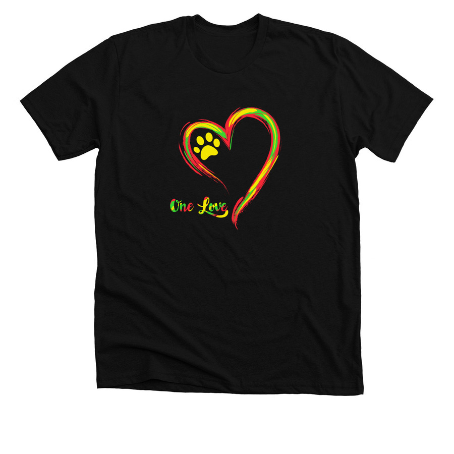 One Love Dog Rescue Heart&nbsp;, a Solid Black Blend Premium Unisex Tee