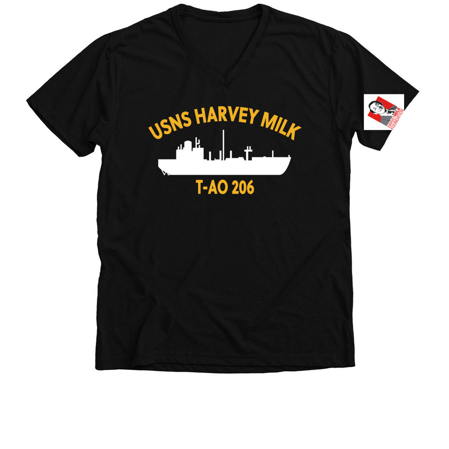 USNS Harvey Milk, a Solid Black Blend Premium V-Neck Tee