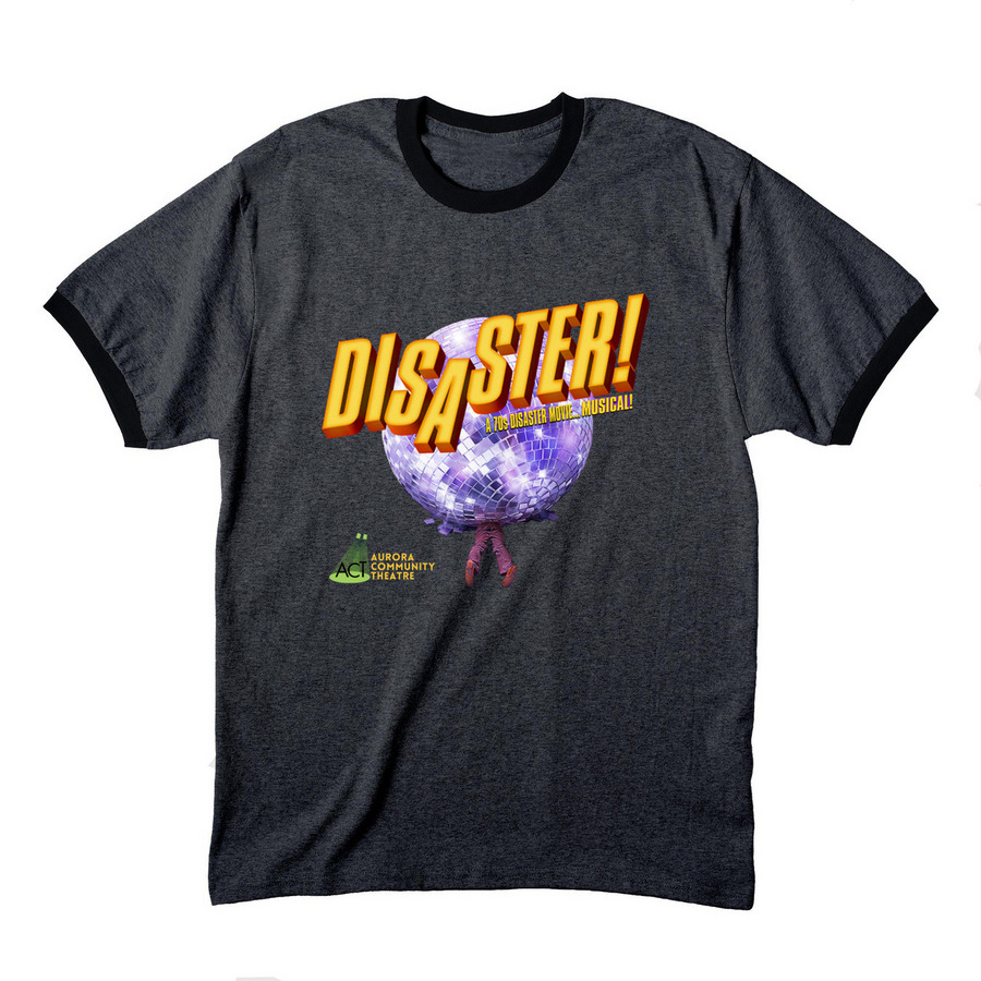 Disaster! Show Shirts, a Dark Heather Grey/ Jet Black Cotton Ringer Tee
