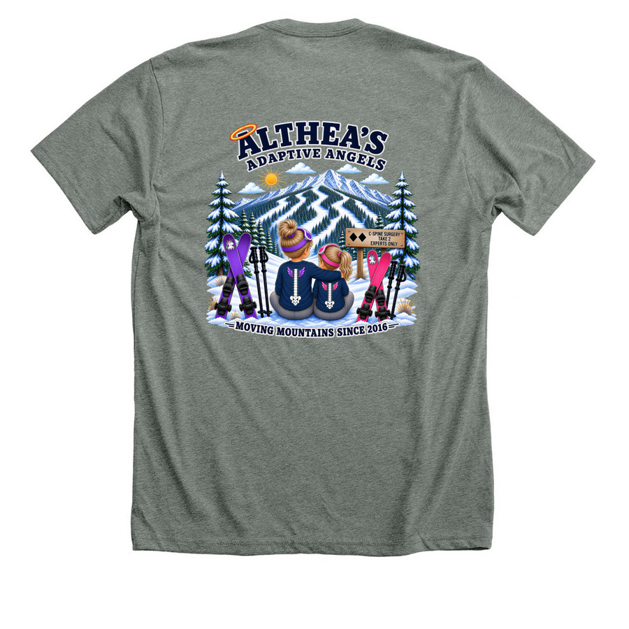Althea's Adaptive Angels&nbsp;, a Deep Heather Premium Unisex Tee (back-view)